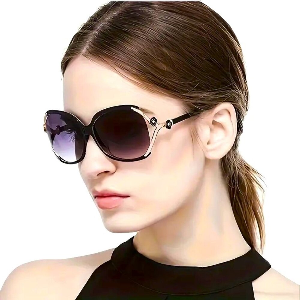 Sunglasses Oversized Black Retro Y2K Large Gradient Sun Shades Stylish Trendy